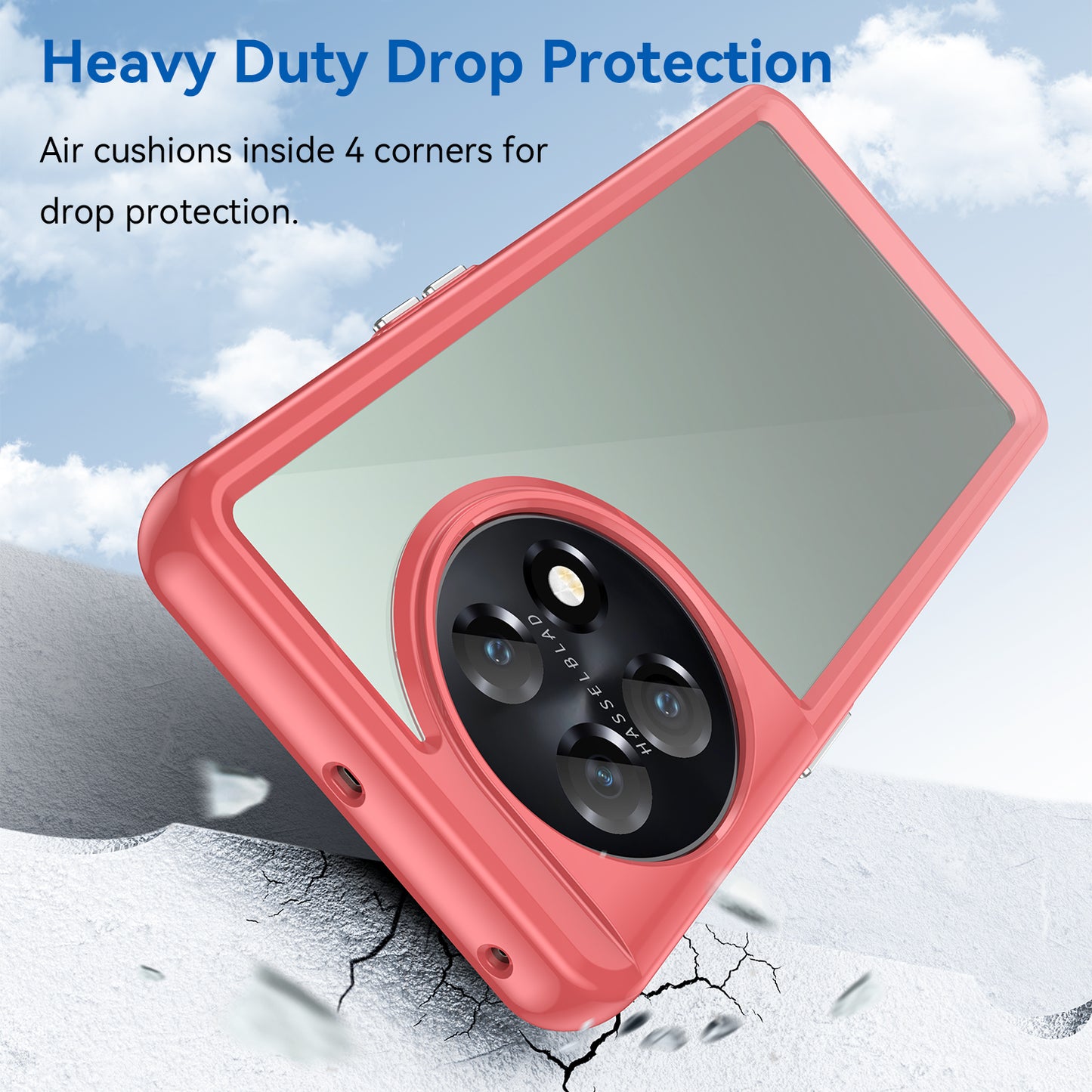 For OnePlus 11 5G Soft TPU Hard Acrylic Phone Case Clear Shockproof Phone Shell Cover - Red