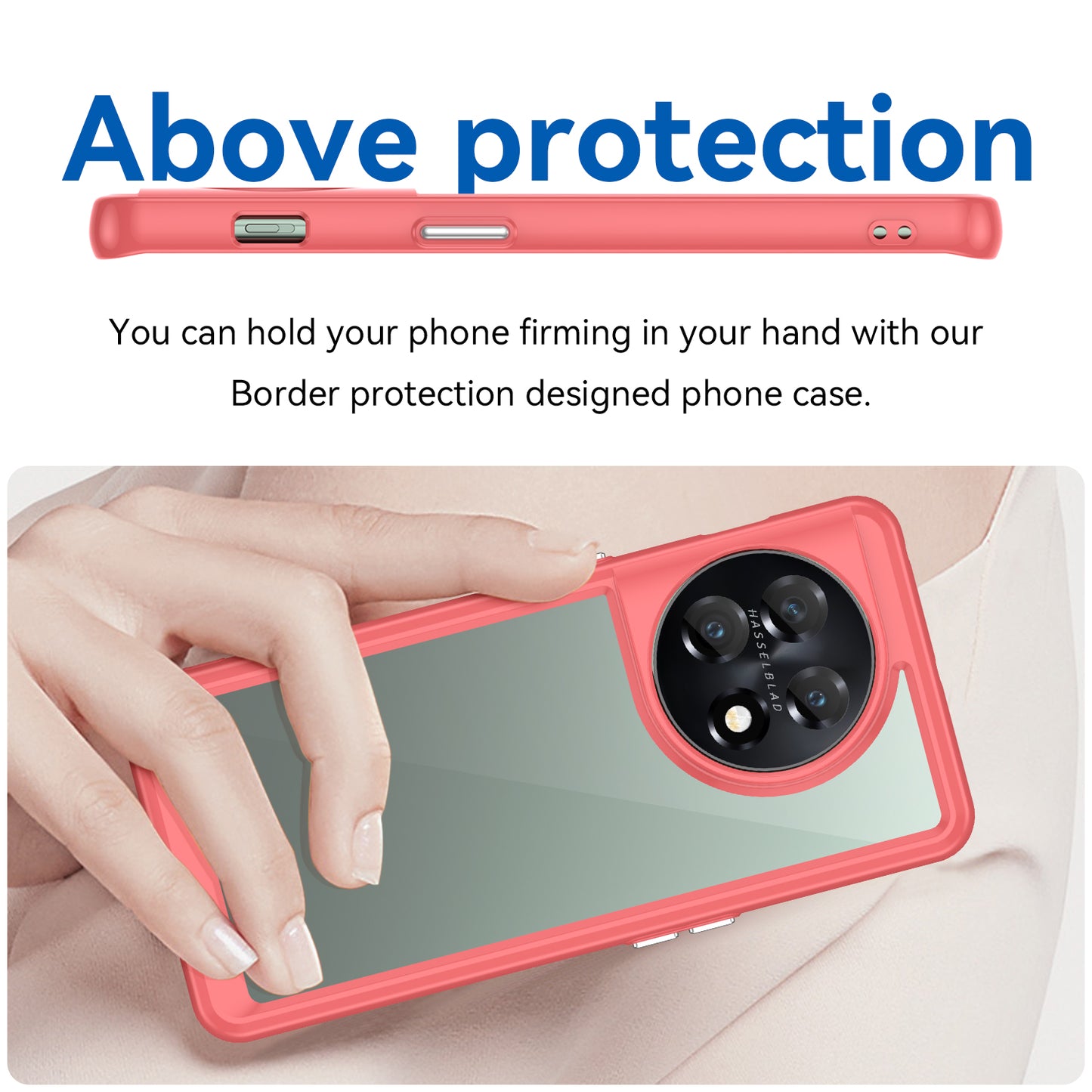 For OnePlus 11 5G Soft TPU Hard Acrylic Phone Case Clear Shockproof Phone Shell Cover - Red