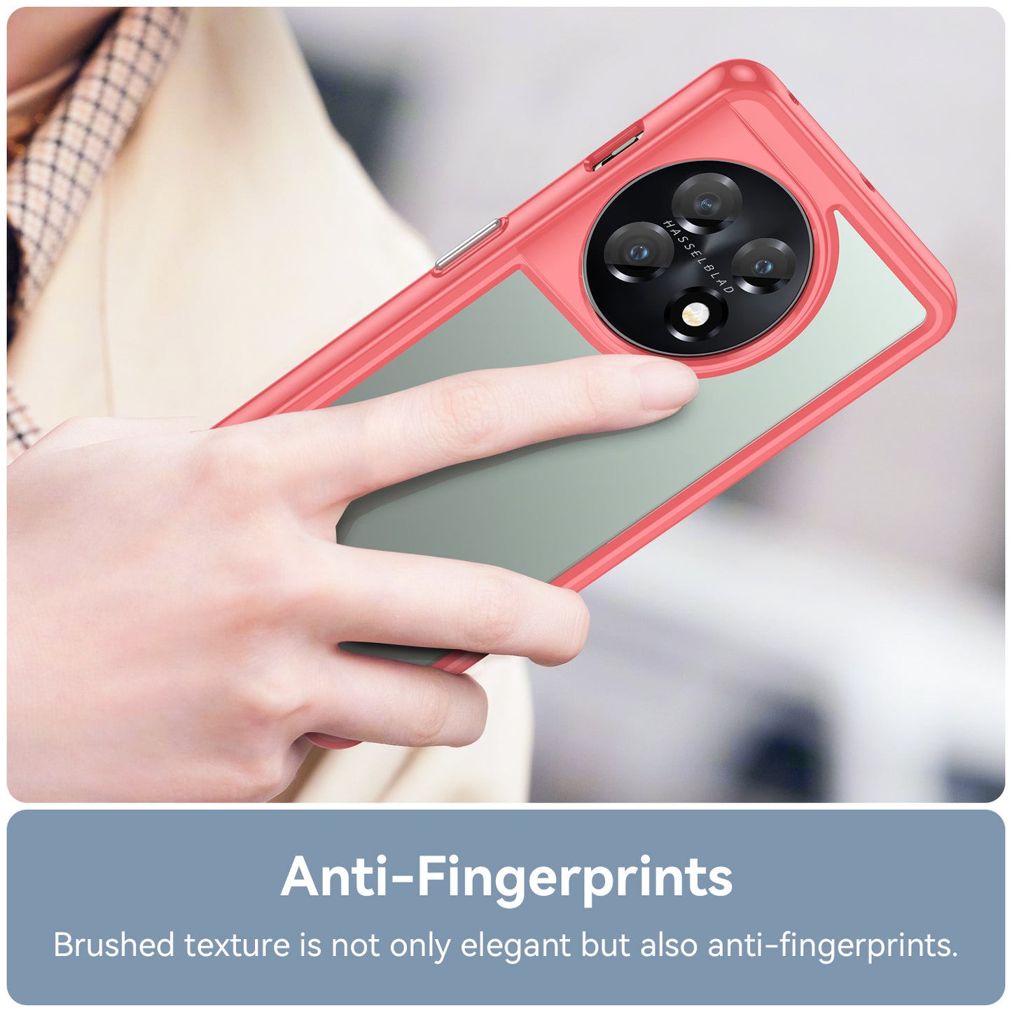 For OnePlus 11 5G Soft TPU Hard Acrylic Phone Case Clear Shockproof Phone Shell Cover - Red