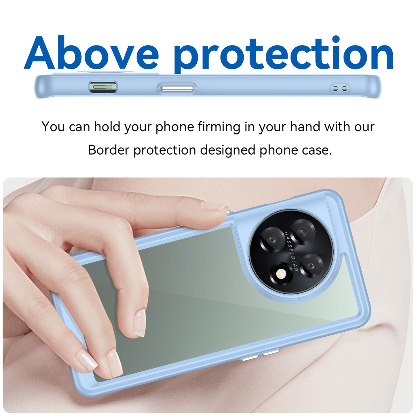 For OnePlus 11 5G Soft TPU Hard Acrylic Phone Case Clear Shockproof Phone Shell Cover - Blue