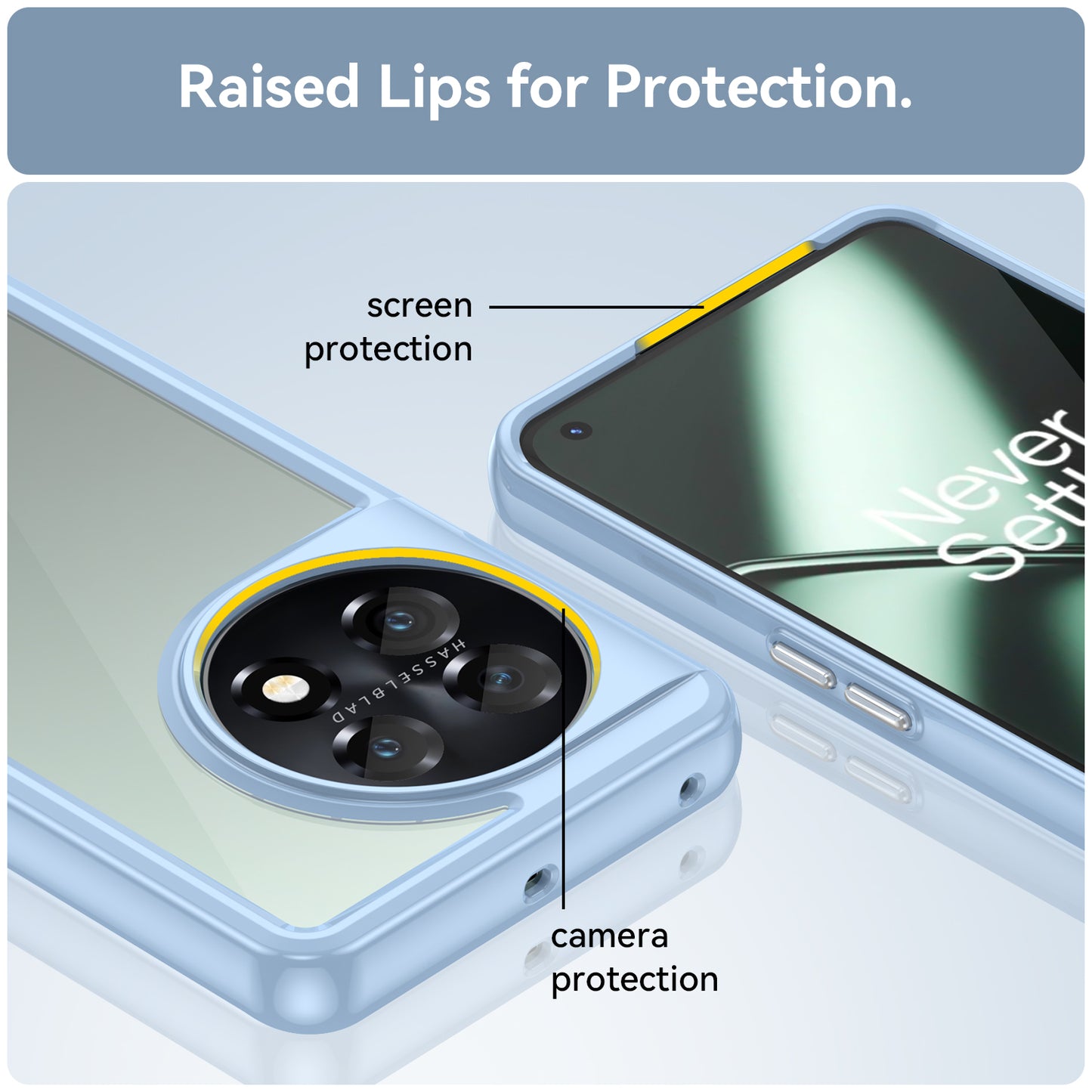 For OnePlus 11 5G Soft TPU Hard Acrylic Phone Case Clear Shockproof Phone Shell Cover - Blue