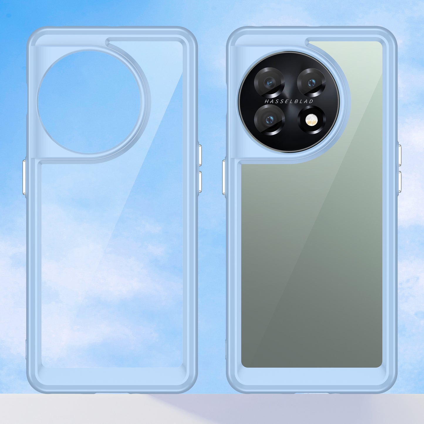 For OnePlus 11 5G Soft TPU Hard Acrylic Phone Case Clear Shockproof Phone Shell Cover - Blue
