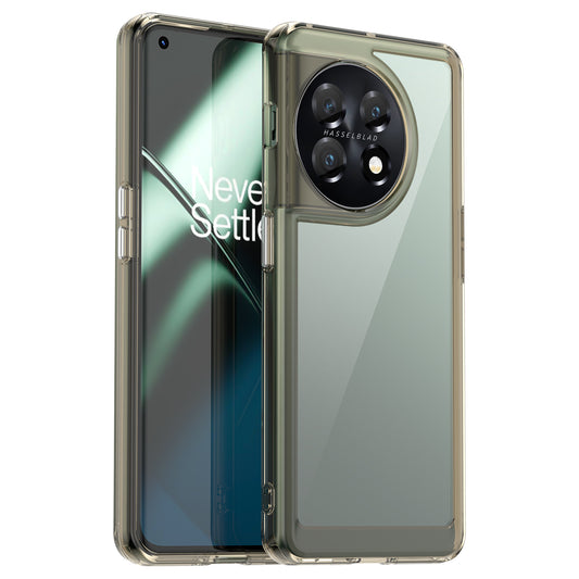 For OnePlus 11 5G Soft TPU Hard Acrylic Phone Case Clear Shockproof Phone Shell Cover - Transparent Grey