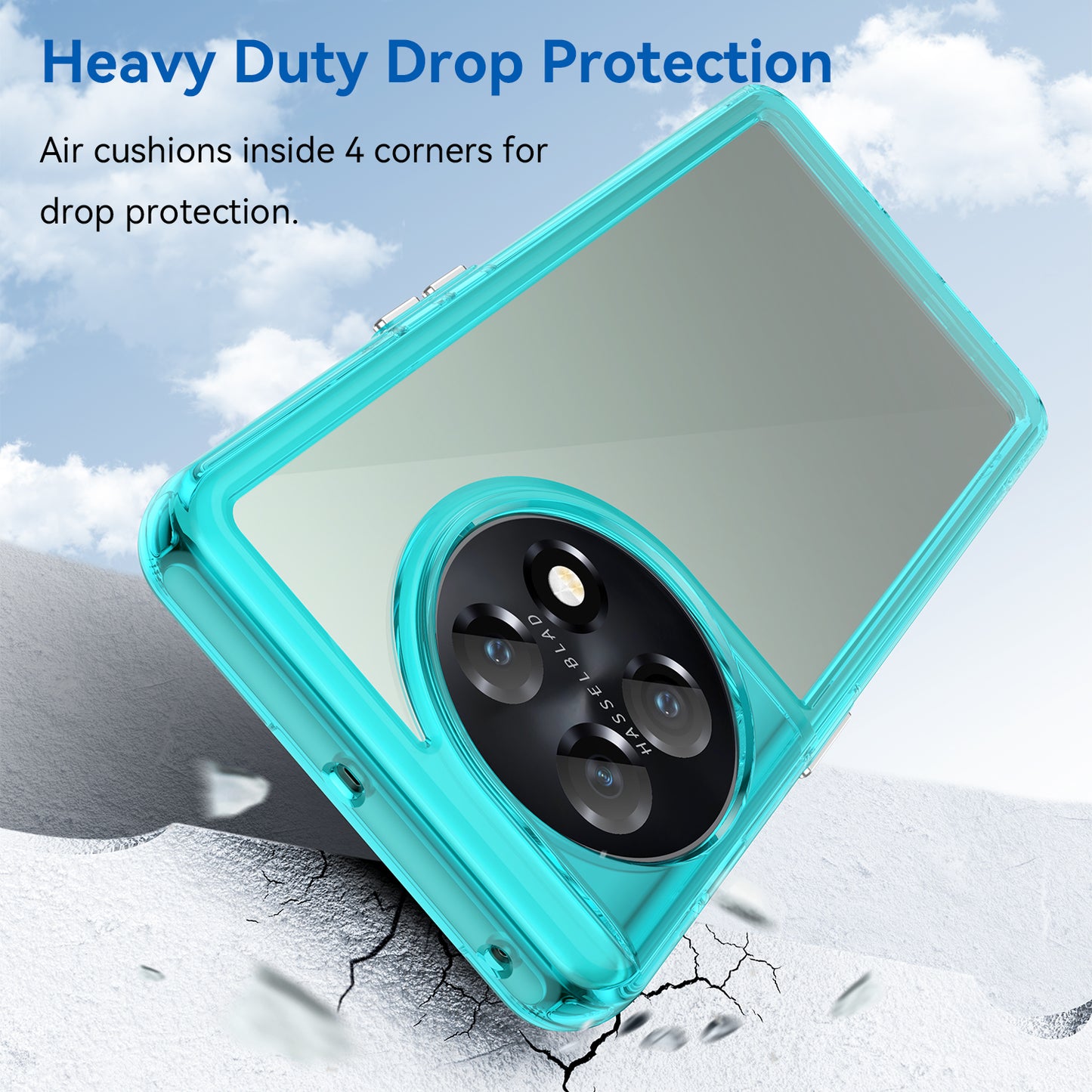 For OnePlus 11 5G Soft TPU Hard Acrylic Phone Case Clear Shockproof Phone Shell Cover - Transparent Blue