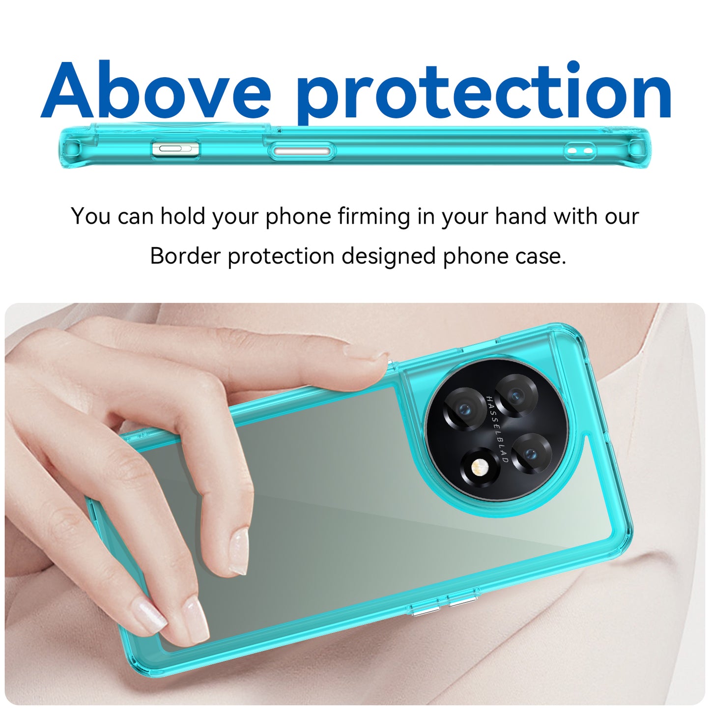 For OnePlus 11 5G Soft TPU Hard Acrylic Phone Case Clear Shockproof Phone Shell Cover - Transparent Blue