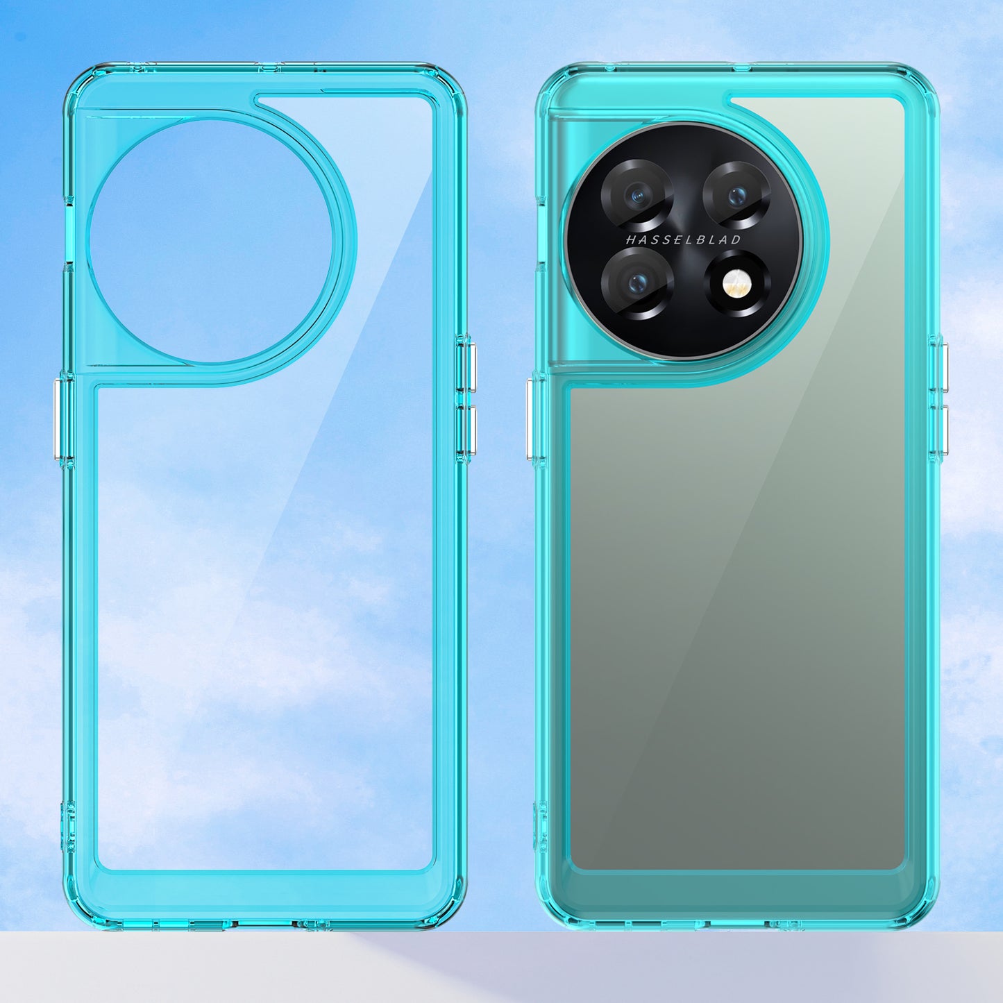 For OnePlus 11 5G Soft TPU Hard Acrylic Phone Case Clear Shockproof Phone Shell Cover - Transparent Blue