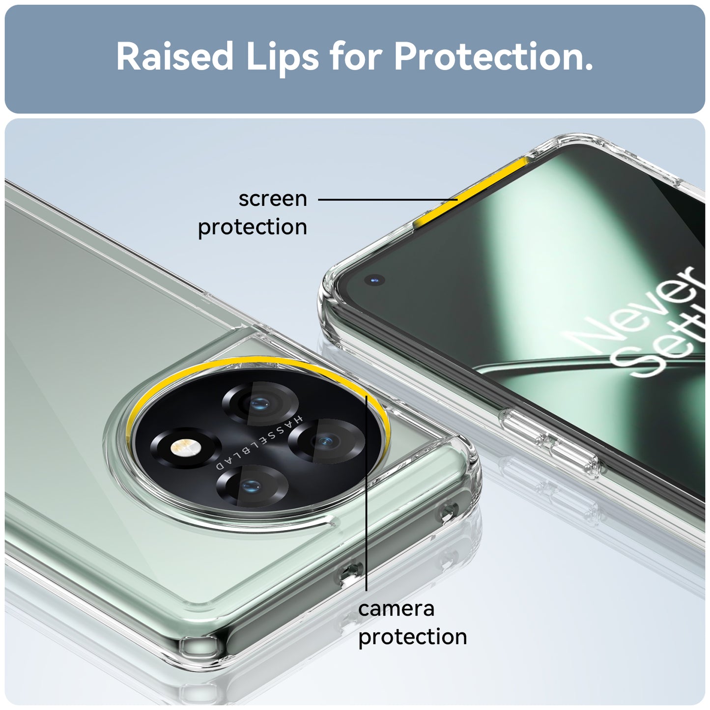 For OnePlus 11 5G Soft TPU Hard Acrylic Phone Case Clear Shockproof Phone Shell Cover -  Transparent