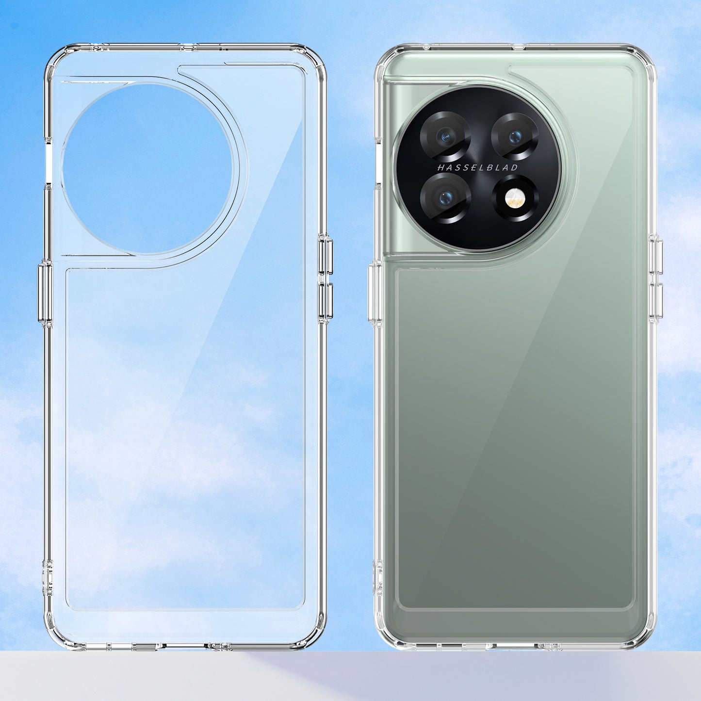 For OnePlus 11 5G Soft TPU Hard Acrylic Phone Case Clear Shockproof Phone Shell Cover -  Transparent