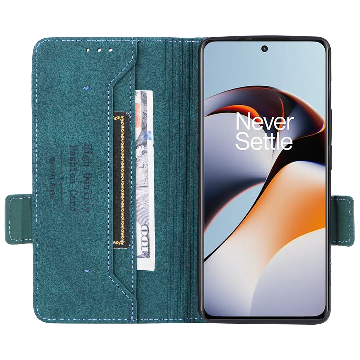 For OnePlus Ace 2 5G / 11R 5G Anti-scratch Magnetic PU Leather Anti-drop Case Hardware Decor Wallet Stand Shell - Blue
