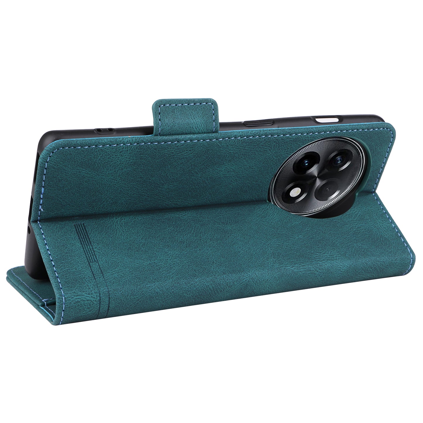 For OnePlus Ace 2 5G / 11R 5G Anti-scratch Magnetic PU Leather Anti-drop Case Hardware Decor Wallet Stand Shell - Blue