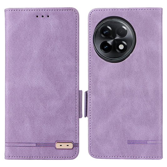 For OnePlus Ace 2 5G / 11R 5G Anti-scratch Magnetic PU Leather Anti-drop Case Hardware Decor Wallet Stand Shell - Purple