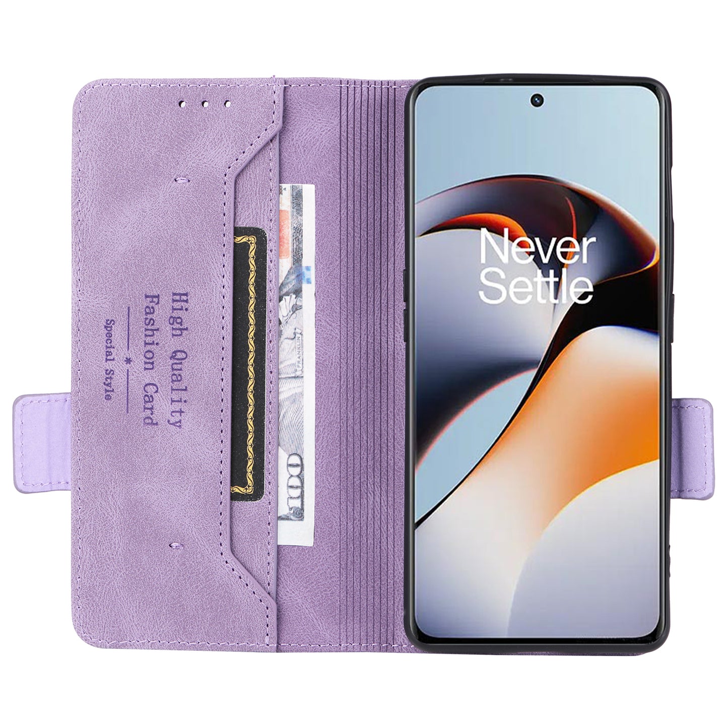 For OnePlus Ace 2 5G / 11R 5G Anti-scratch Magnetic PU Leather Anti-drop Case Hardware Decor Wallet Stand Shell - Purple