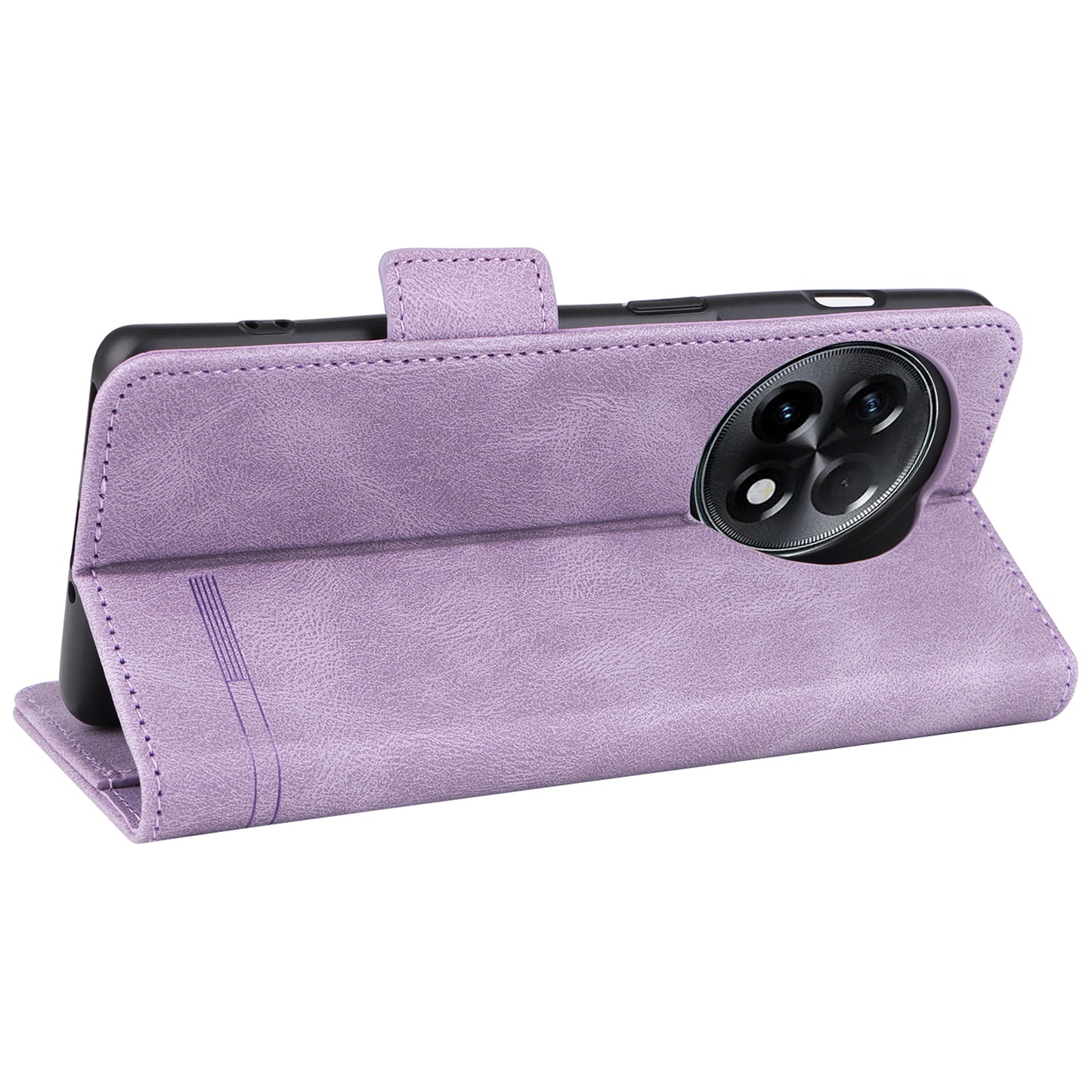 For OnePlus Ace 2 5G / 11R 5G Anti-scratch Magnetic PU Leather Anti-drop Case Hardware Decor Wallet Stand Shell - Purple
