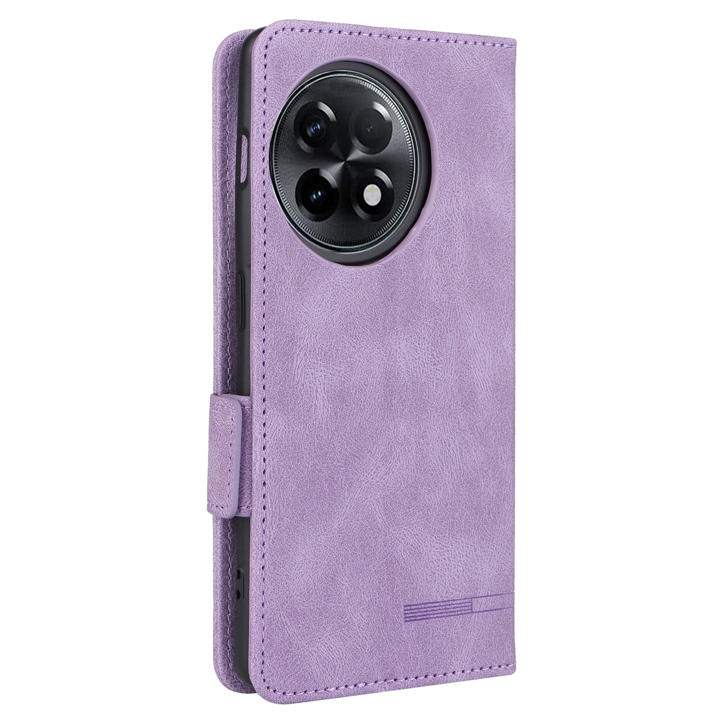 For OnePlus Ace 2 5G / 11R 5G Anti-scratch Magnetic PU Leather Anti-drop Case Hardware Decor Wallet Stand Shell - Purple