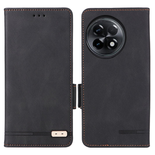 For OnePlus Ace 2 5G / 11R 5G Anti-scratch Magnetic PU Leather Anti-drop Case Hardware Decor Wallet Stand Shell - Black