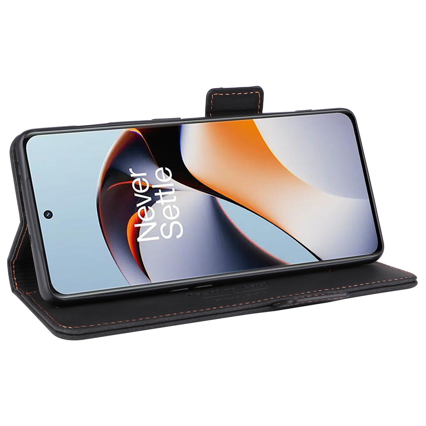 For OnePlus Ace 2 5G / 11R 5G Anti-scratch Magnetic PU Leather Anti-drop Case Hardware Decor Wallet Stand Shell - Black