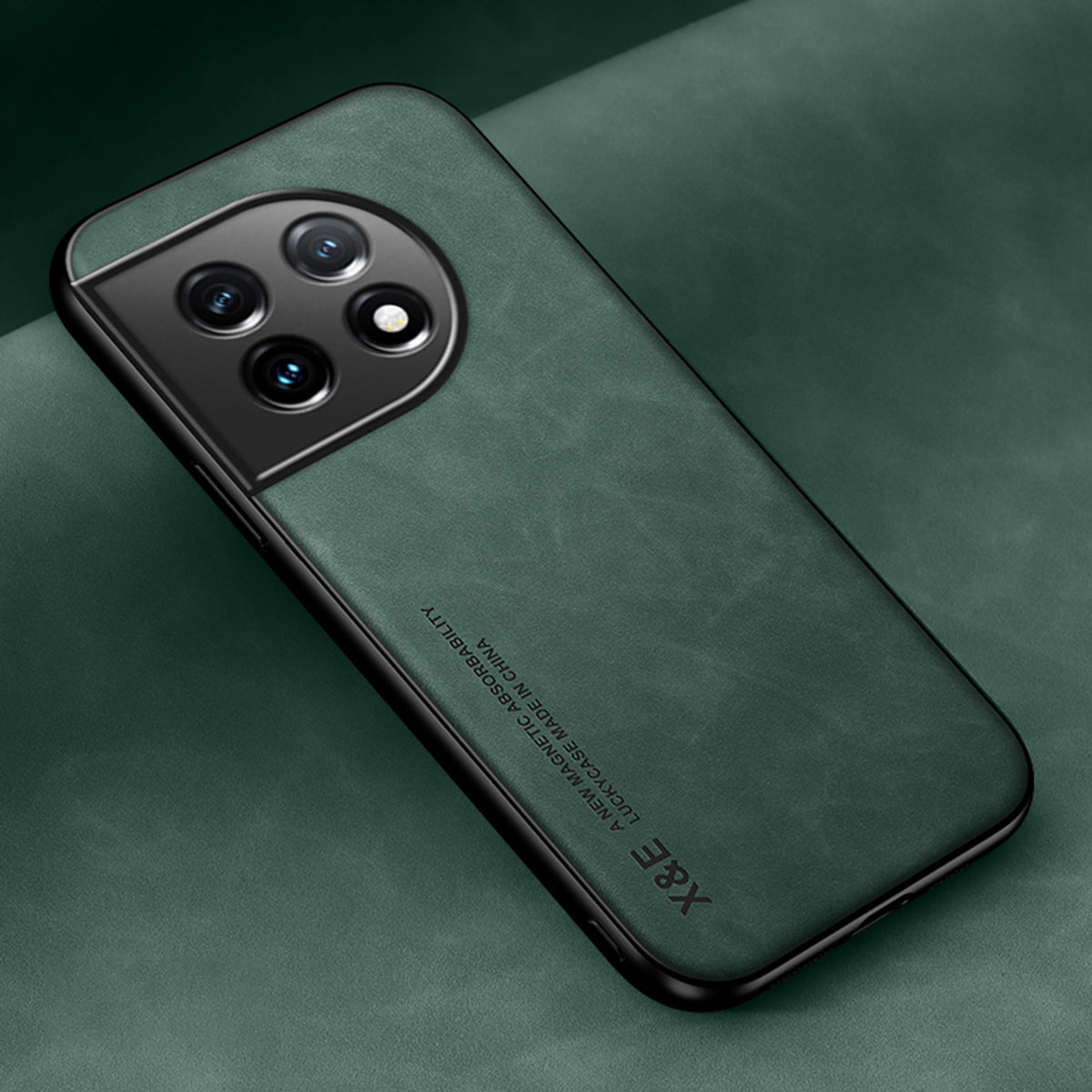 X&amp;E Skin-Touch Phone Case for OnePlus 11 5G Protective Cover PU Leather TPU PC Cover Slim Case - Green