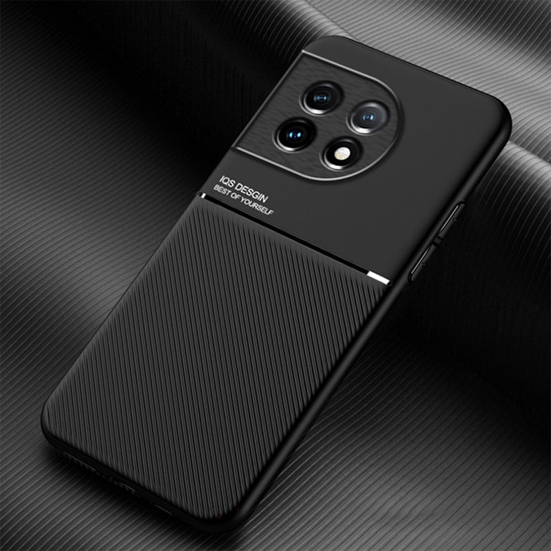 PU Leather TPU Case for OnePlus Ace 2 5G / 11R 5G Protective Slim Case Lines Imprinted Phone Cover - Black