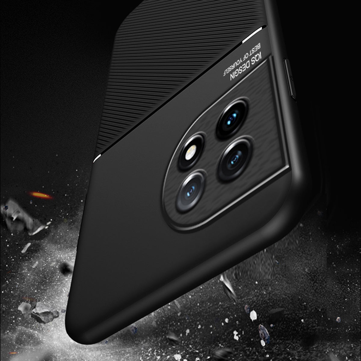 PU Leather TPU Case for OnePlus Ace 2 5G / 11R 5G Protective Slim Case Lines Imprinted Phone Cover - Black