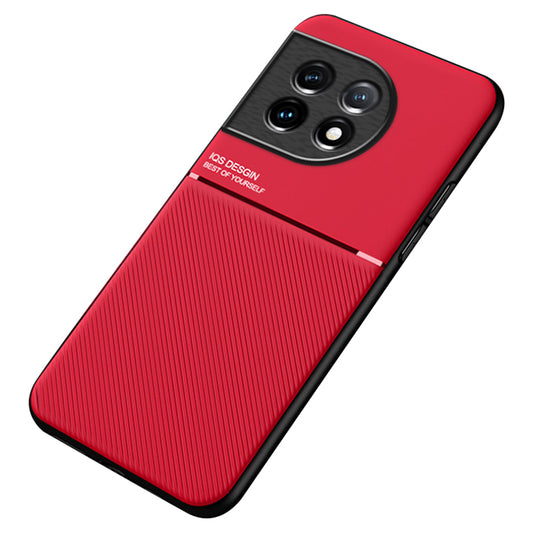 PU Leather TPU Case for OnePlus Ace 2 5G / 11R 5G Protective Slim Case Lines Imprinted Phone Cover - Red