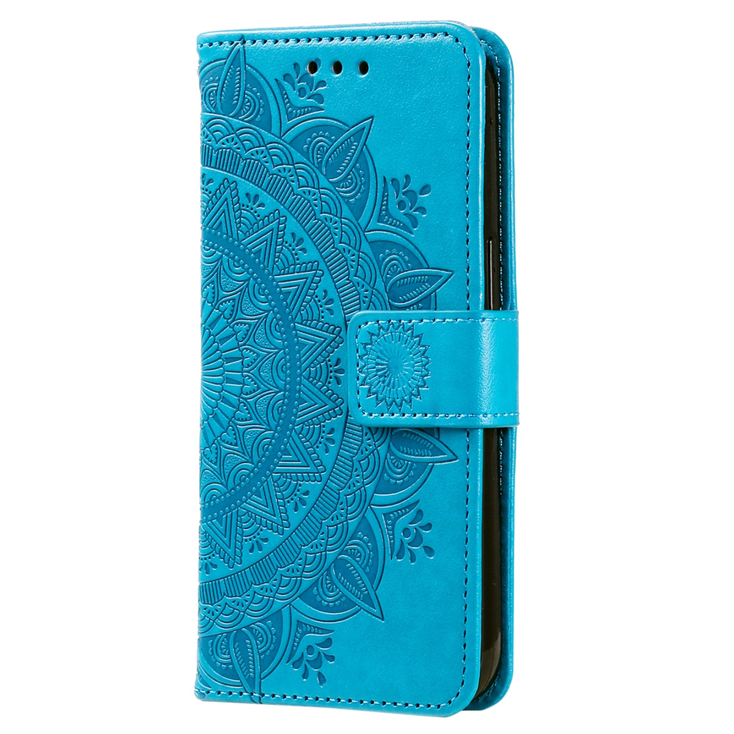 Leather Flip Case for OnePlus 11 5G Shockproof Phone Shell Mandala Flower Pattern Wallet Phone Cover - Blue