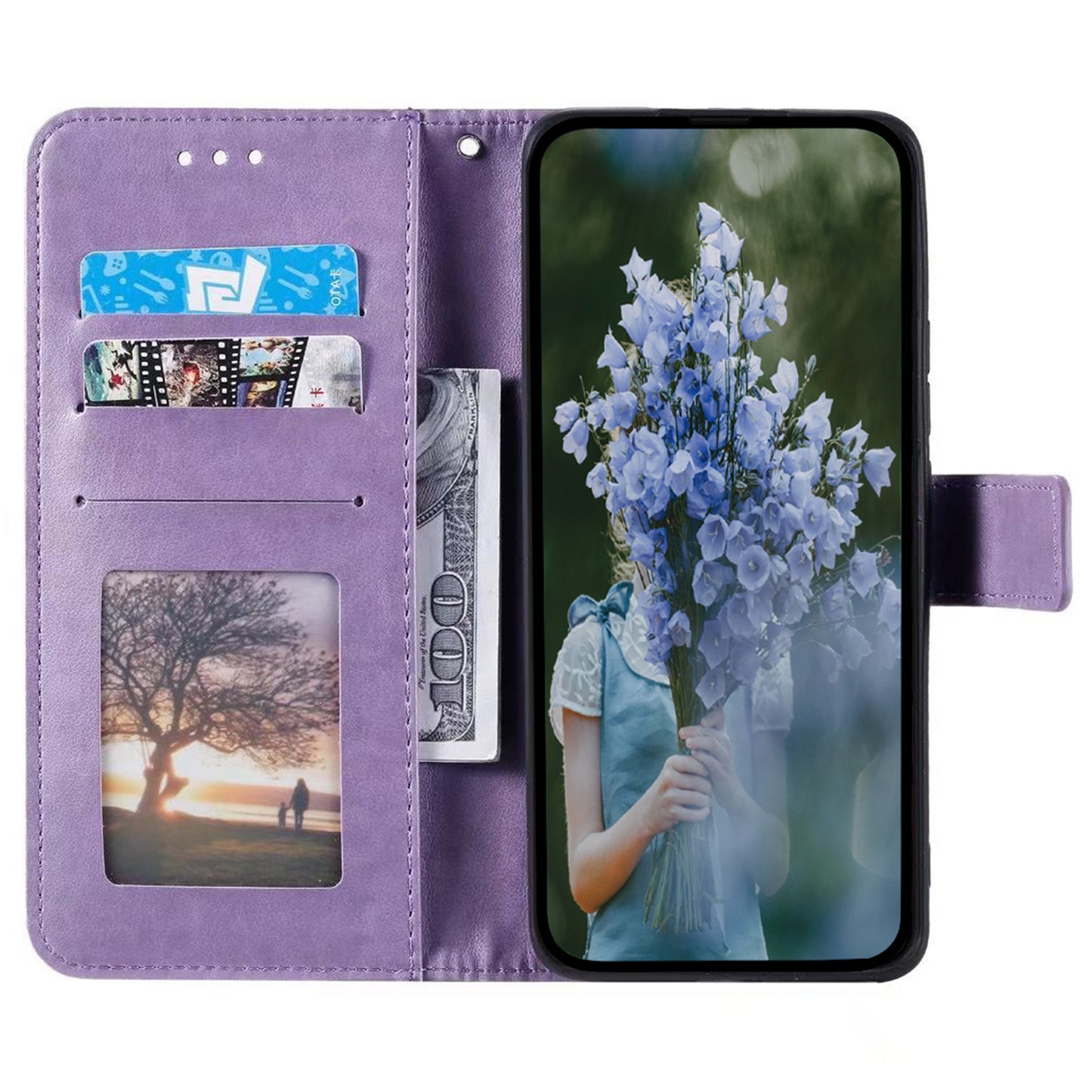 Leather Flip Case for OnePlus 11 5G Shockproof Phone Shell Mandala Flower Pattern Wallet Phone Cover - Purple