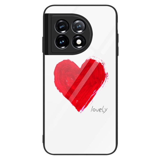 For OnePlus 11 5G Pattern Printing Anti-scratch Phone Case Tempered Glass+PC+TPU Cell Phone Cover - Lovely