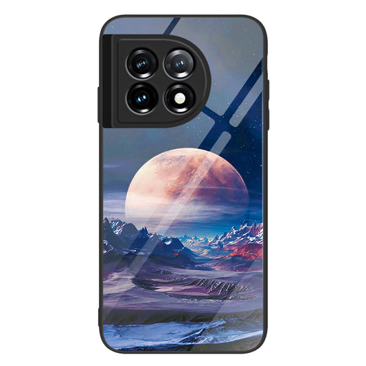 For OnePlus 11 5G Pattern Printing Anti-scratch Phone Case Tempered Glass+PC+TPU Cell Phone Cover - White Planet