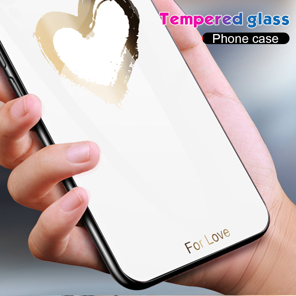 For OnePlus 11 5G Pattern Printing Anti-scratch Phone Case Tempered Glass+PC+TPU Cell Phone Cover - For Love  /  White