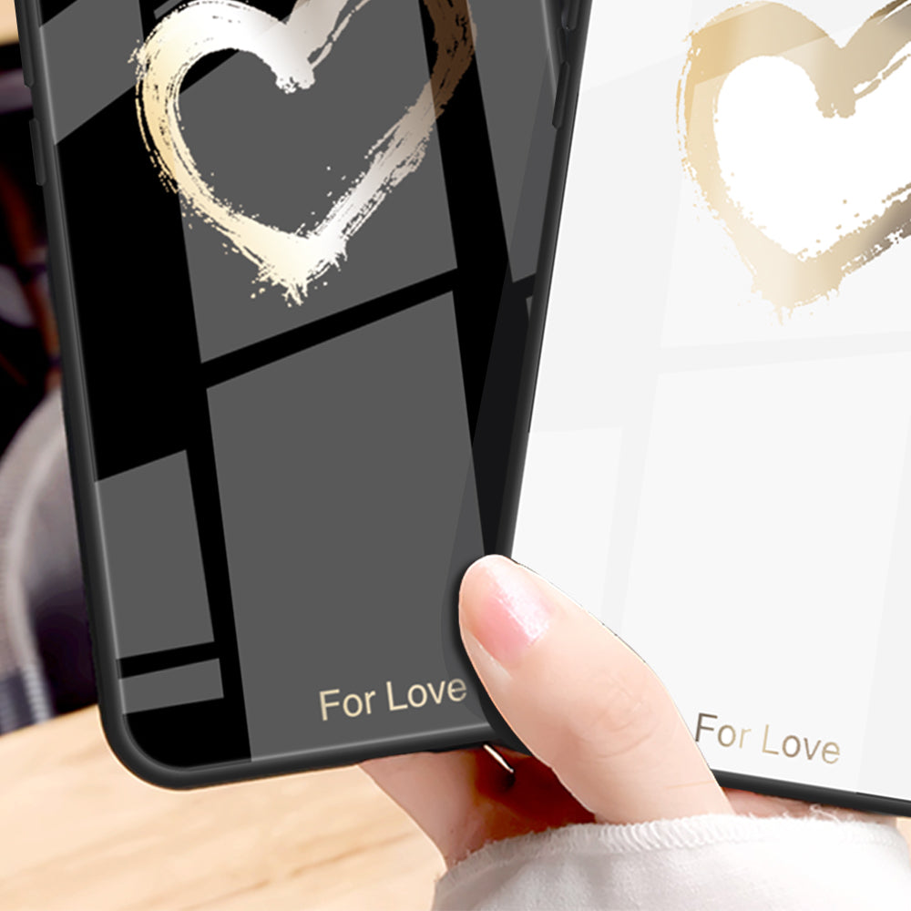 For OnePlus 11 5G Pattern Printing Anti-scratch Phone Case Tempered Glass+PC+TPU Cell Phone Cover - For Love  /  Black
