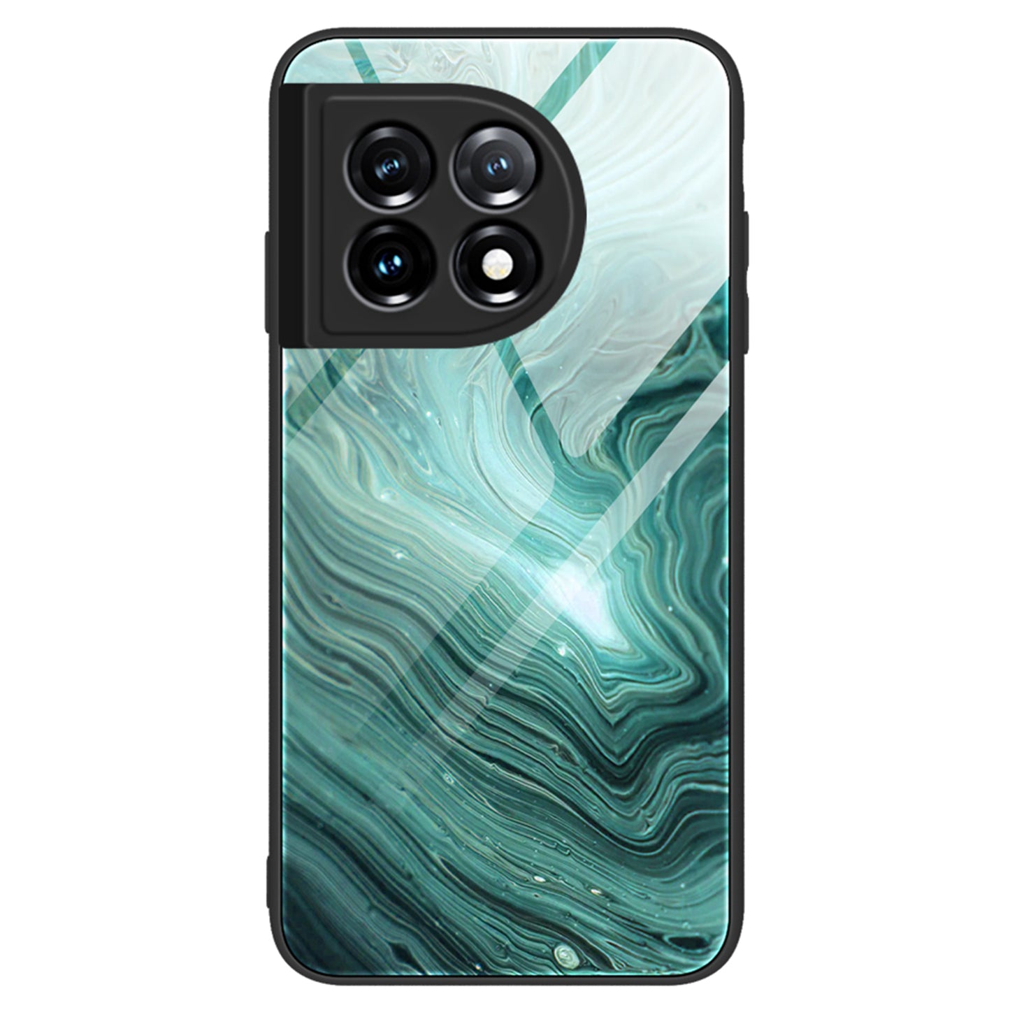 For OnePlus 11 5G Marble Pattern Phone Case Tempered Glass+PC+TPU Anti-drop Phone Cover - DL02