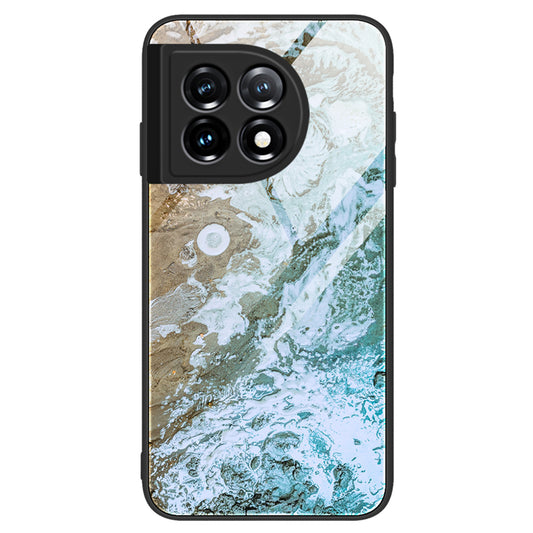 For OnePlus 11 5G Marble Pattern Phone Case Tempered Glass+PC+TPU Anti-drop Phone Cover - DL06