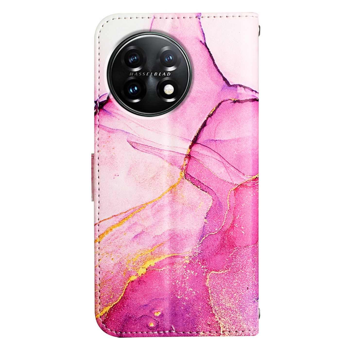 YB Pattern Printing Leather Series-5 For OnePlus 11 5G Marble Pattern Protective Cover Phone Case Wallet - Pink / Purple / Gold 001