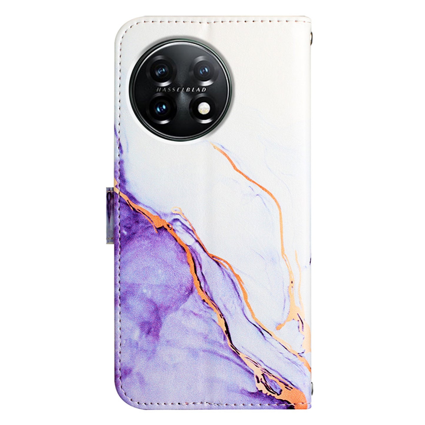YB Pattern Printing Leather Series-5 For OnePlus 11 5G Marble Pattern Protective Cover Phone Case Wallet - White / Purple 006