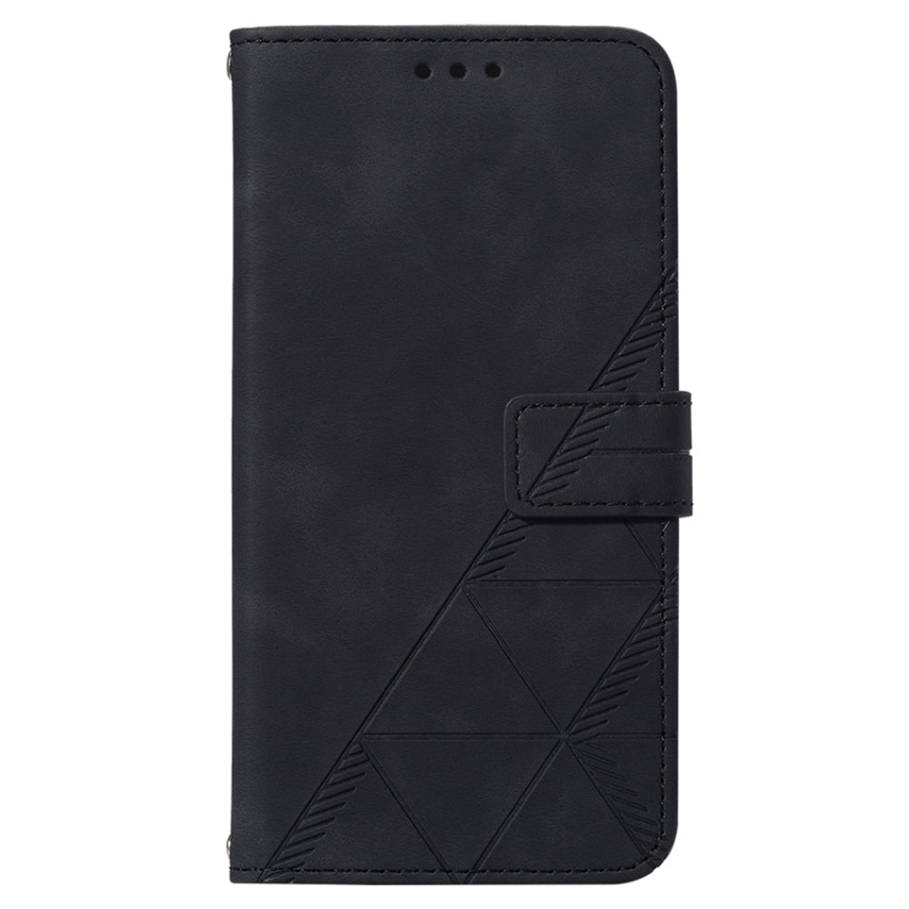 YB Imprinting Series-2 Flip Case for OnePlus 11 5G Imprinted Lines Wallet Stand Leather Phone Cover - Black