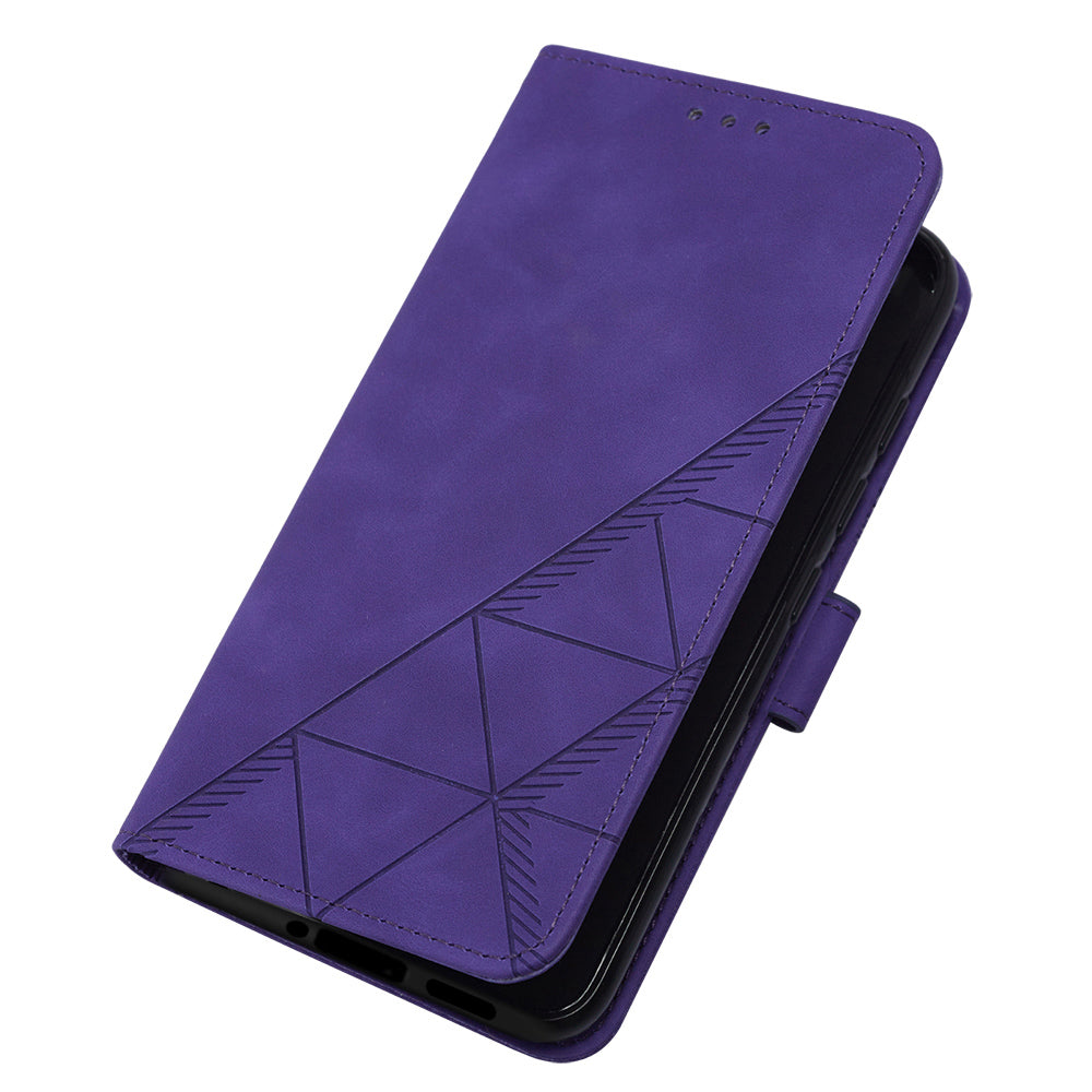 YB Imprinting Series-2 Flip Case for OnePlus 11 5G Imprinted Lines Wallet Stand Leather Phone Cover - Purple