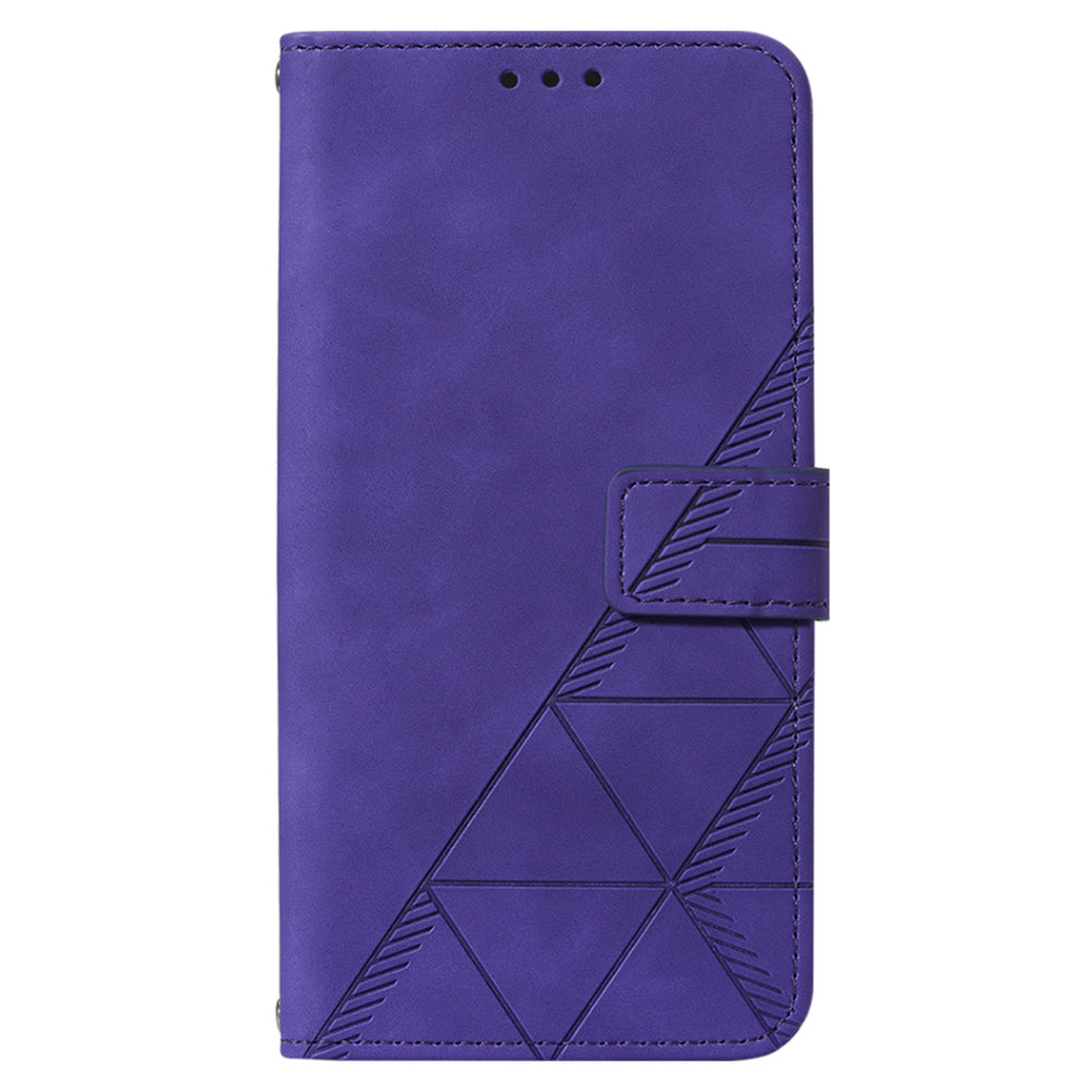 YB Imprinting Series-2 Flip Case for OnePlus 11 5G Imprinted Lines Wallet Stand Leather Phone Cover - Purple