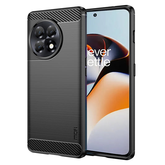 MOFI JK TPU Series-1 Brushed TPU Cover for OnePlus 11R 5G / Ace 2 5G Carbon Fiber Phone Shell - Black