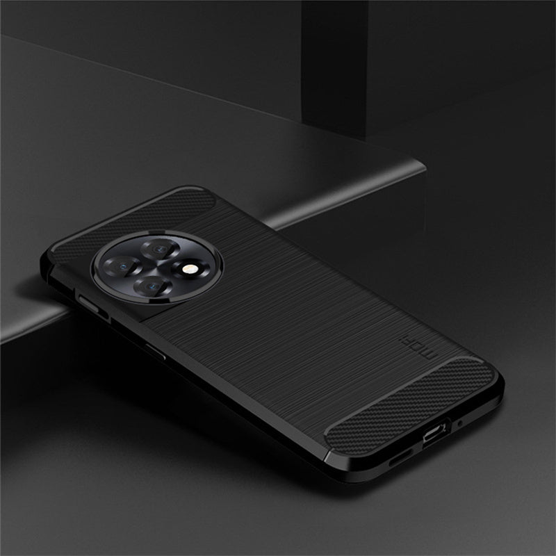 MOFI JK TPU Series-1 Brushed TPU Cover for OnePlus 11R 5G / Ace 2 5G Carbon Fiber Phone Shell - Black