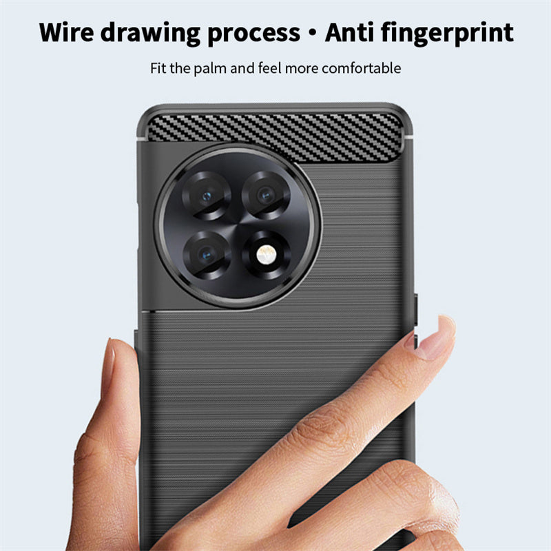 MOFI JK TPU Series-1 Brushed TPU Cover for OnePlus 11R 5G / Ace 2 5G Carbon Fiber Phone Shell - Black