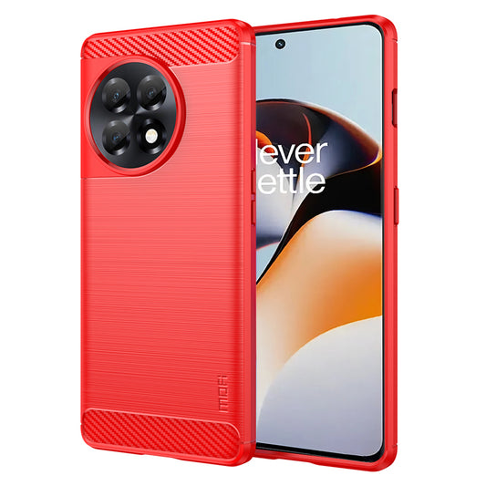 MOFI JK TPU Series-1 Brushed TPU Cover for OnePlus 11R 5G / Ace 2 5G Carbon Fiber Phone Shell - Red