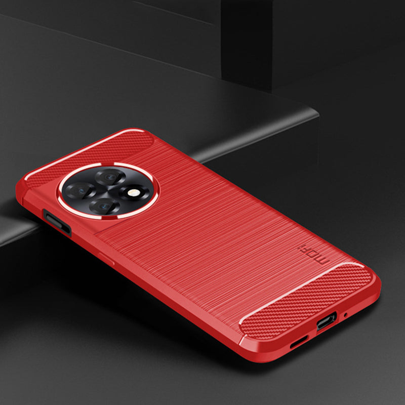 MOFI JK TPU Series-1 Brushed TPU Cover for OnePlus 11R 5G / Ace 2 5G Carbon Fiber Phone Shell - Red