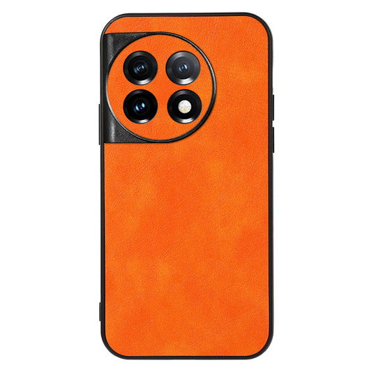 For OnePlus 11 5G Litchi Texture Phone Case Leather Coated PC+TPU Phone Cover - Orange