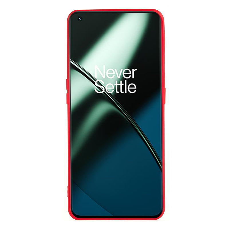 For OnePlus 11 5G TPU Phone Case Smooth Touch Rubberized Cover with Fiber Lining - Red