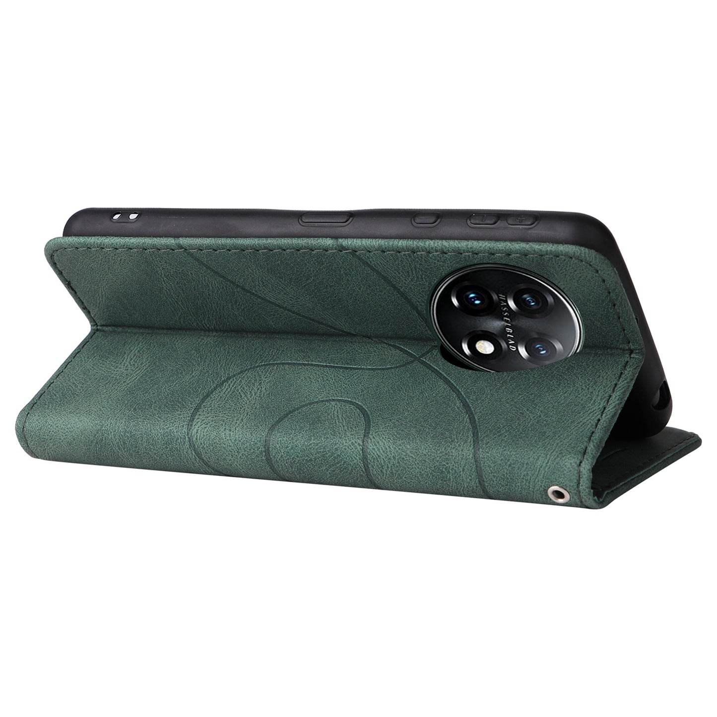 KT Leather Series-1 For OnePlus 11 5G Wallet Stand Protective Case Dual-color Splicing PU Leather Phone Cover - Green