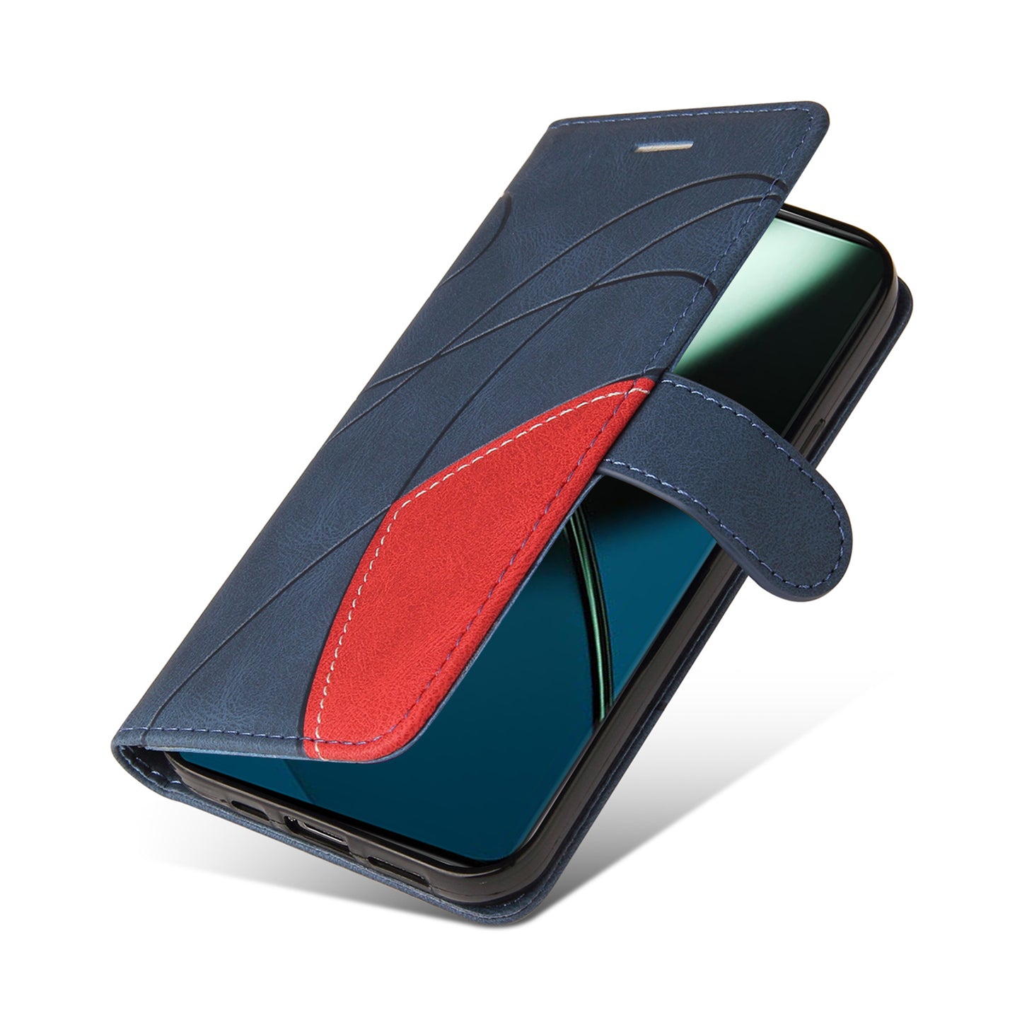KT Leather Series-1 For OnePlus 11 5G Wallet Stand Protective Case Dual-color Splicing PU Leather Phone Cover - Blue