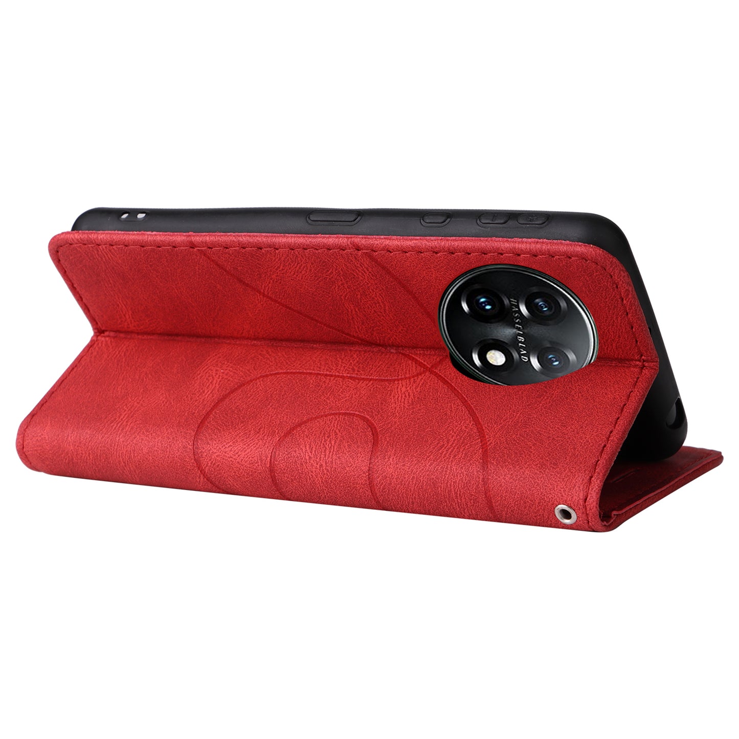 KT Leather Series-1 For OnePlus 11 5G Wallet Stand Protective Case Dual-color Splicing PU Leather Phone Cover - Red