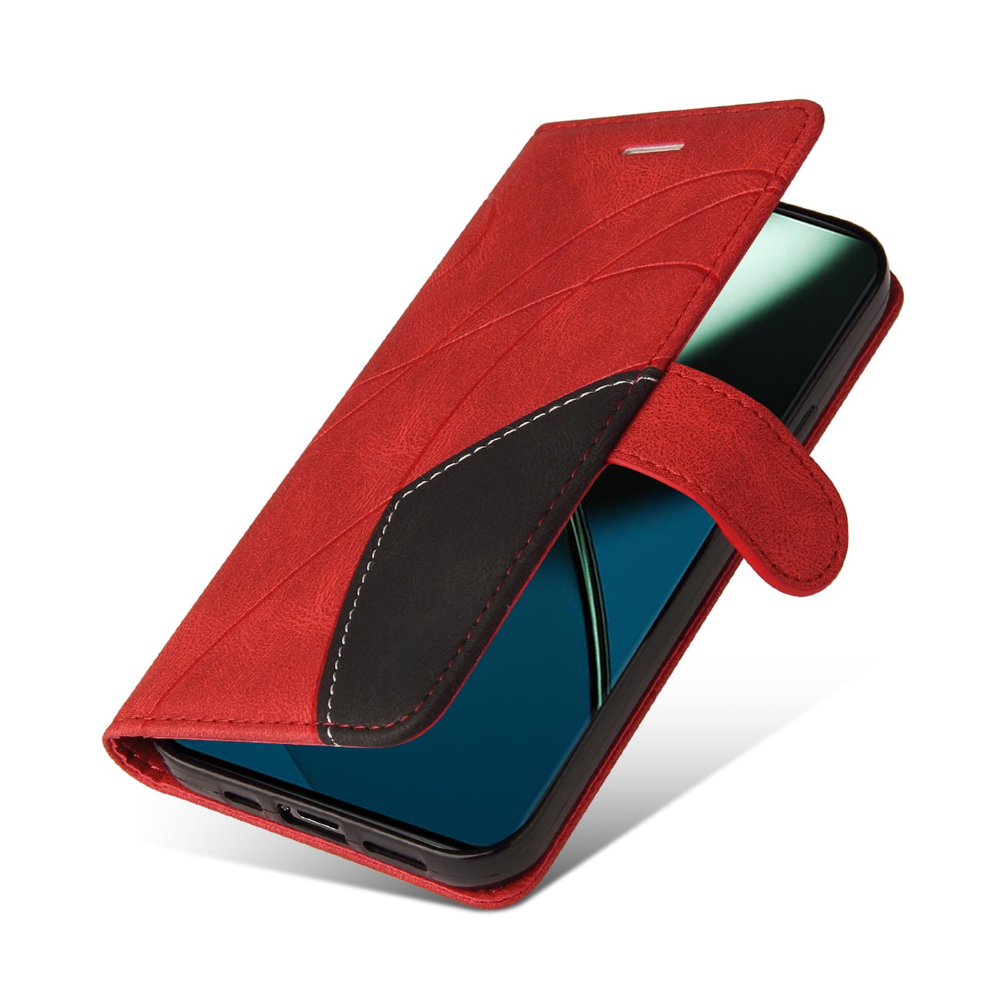 KT Leather Series-1 For OnePlus 11 5G Wallet Stand Protective Case Dual-color Splicing PU Leather Phone Cover - Red