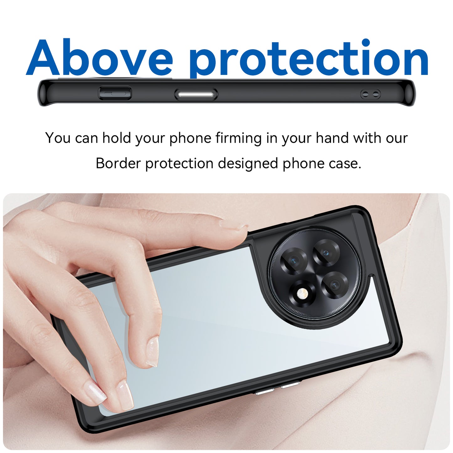Clear Phone Shell for OnePlus Ace 2 5G / 11R 5G Drop-proof TPU+Acrylic Phone Case Protective Cover - Black
