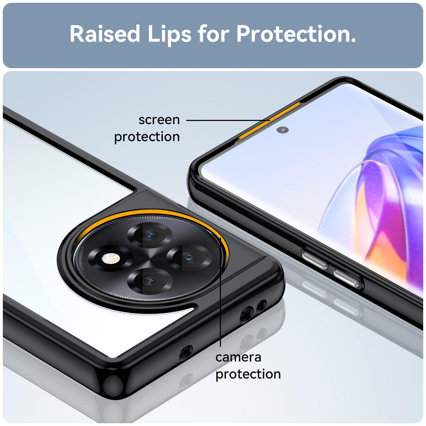 Clear Phone Shell for OnePlus Ace 2 5G / 11R 5G Drop-proof TPU+Acrylic Phone Case Protective Cover - Black